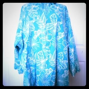 Women's size 6X cotton jacket aqua and white
